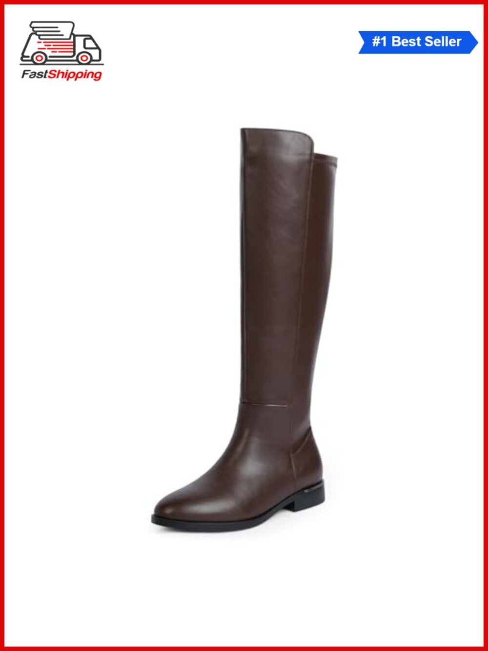 ✨ Modatope Women's Knee High Flat Boots Faux Suede Round Toe Side Zipper Riding